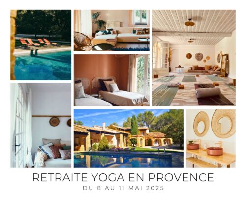 Illustration d'une retraite de yoga en Provence prévue pour mai 2025.